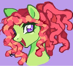 Size: 663x603 | Tagged: safe, artist:clowncarpal, derpibooru import, tree hugger, earth pony, pony, g4, alternate hairstyle, bust, cute, dreadlocks, female, huggerbetes, mare, purple background, simple background, solo