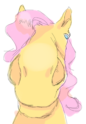 Size: 444x638 | Tagged: safe, artist:clowncarpal, derpibooru import, fluttershy, pegasus, pony, g4, colored sketch, female, hoers, mare, muzzle, simple background, sketch, solo, white background