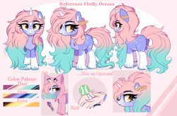 Size: 3476x2280 | Tagged: safe, artist:2pandita, derpibooru import, oc, oc:fluffy dream, pony, unicorn, female, mare, reference sheet, solo