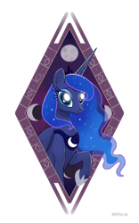 Size: 2048x3275 | Tagged: safe, artist:pfeffaroo, derpibooru import, princess luna, alicorn, pony, g4, bust, moon, portrait, simple background, solo, transparent background