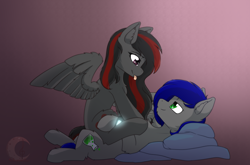 Size: 4616x3043 | Tagged: safe, artist:nekoremilia1, derpibooru import, oc, oc only, oc:mb midnight breeze, oc:se solar eclipse, pegasus, pony, :p, chest fluff, couple, female, female on male, gradient background, in love, looking at each other, looking at someone, love, lying down, male, mare, mare on stallion, pegasus oc, pony oc, sitting, sitting on lap, sitting on person, sitting on pony, smiling, spread wings, stallion, straight, together, together forever, tongue, tongue out, watch, wings, wristwatch
