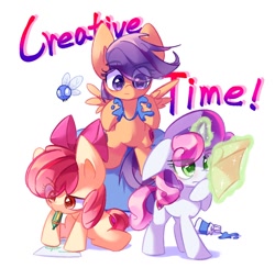 Size: 1080x1056 | Tagged: safe, artist:starflashing twinkle, derpibooru import, apple bloom, scootaloo, sweetie belle, earth pony, pegasus, unicorn, g4, cute, cutie mark crusaders, simple background, white background