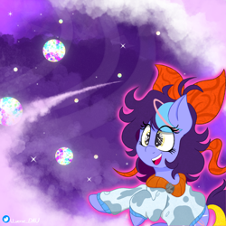 Size: 5000x5000 | Tagged: safe, artist:juniverse, derpibooru import, oc, oc only, oc:juniverse, earth pony, pony, cute, exploring, galaxy, happy, multiverse, smiling, solo, stars