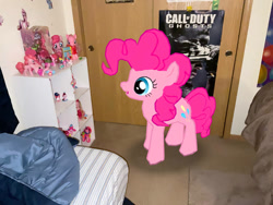 Size: 828x621 | Tagged: safe, artist:thebronypony123, derpibooru import, pinkie pie, pony, bedroom, call of duty, call of duty: ghosts, collection, figure, gameloft, irl, photo, poster, solo, too much pink energy is dangerous