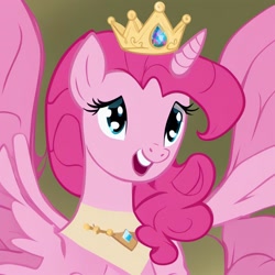 Size: 1024x1024 | Tagged: safe, ai content, derpibooru import, machine learning generated, pinkie pie, alicorn, g4, alicornified, machine learning abomination, pinkiecorn, princess pinkie pie, prompter:princessoflovepinkyt, race swap, xk-class end-of-the-world scenario