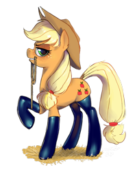 Size: 1360x1704 | Tagged: safe, artist:smeevel27, derpibooru import, applejack, earth pony, pony, g4, clothes, female, horny, latex, latex socks, mare, mouth hold, raised hoof, raised leg, rope, simple background, socks, solo, transparent background