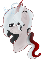 Size: 2034x2915 | Tagged: safe, artist:thecommandermiky, derpibooru import, oc, oc only, pony, unicorn, bust, horn, ponytail, short hair, simple background, solo, transparent background, unnamed character, unnamed oc, white hair, white mane