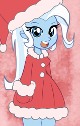 Size: 1291x2024 | Tagged: safe, artist:lirudraw, derpibooru import, trixie, equestria girls, g4, christmas, hat, holiday, santa hat