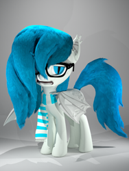 Size: 1920x2560 | Tagged: safe, artist:mrwithered, derpibooru import, oc, oc only, oc:nyxie, bat pony, 3d, blender, clothes, female, glasses, mare, scarf, solo, striped scarf