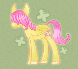 Size: 797x703 | Tagged: safe, artist:acura, derpibooru import, butterscotch, fluttershy, pegasus, pony, g4, covering face, green background, male, rule 63, simple background, solo, stallion