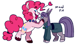 Size: 1280x741 | Tagged: safe, artist:goatpaste, derpibooru import, maud pie, pinkie pie, earth pony, pony, g4, maud pie (episode), alternate design, duo, female, pie sisters, siblings, simple background, sisters, white background