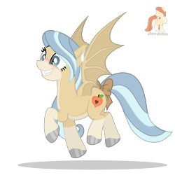 Size: 2000x2000 | Tagged: safe, artist:r4hucksake, derpibooru import, oc, oc only, oc:peachy heart, bat pony, pony, blushing, bow, cute, female, happy, mare, ocbetes, simple background, solo, tail, tail bow, transparent background