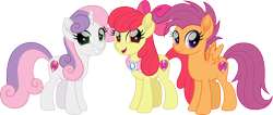 Size: 3776x1600 | Tagged: safe, artist:cloudy glow, derpibooru import, apple bloom, scootaloo, sweetie belle, earth pony, pegasus, pony, unicorn, g4, apple bloom's bow, bow, clothes, cutie mark crusaders, female, goldie delicious' shawl, hair bow, happy, mare, movie accurate, older, older apple bloom, older scootaloo, older sweetie belle, open mouth, open smile, shawl, simple background, small wings, smiling, solo, transparent background, vector, wings