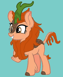 Size: 600x733 | Tagged: safe, artist:vanilla5751, derpibooru import, oc, oc only, oc:maple blossom, g4, alternate tailstyle, blue background, female, kirn, mare, redraw, simple background, solo, tail