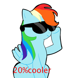 Size: 3000x3300 | Tagged: safe, artist:foxnoobb, derpibooru import, rainbow dash, pegasus, pony, g4, 20% cooler, female, high res, mare, simple background, solo, sunglasses, text, transparent background, wings