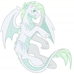 Size: 1615x1620 | Tagged: safe, artist:gepicgenn, derpibooru import, oc, oc only, oc:jasper, dracony, hybrid, belly scales, claws, dragon wings, grin, interspecies offspring, looking at you, male, offspring, parent:rarity, parent:spike, parents:sparity, scales, simple background, smiling, smiling at you, solo, white background, wings