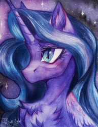 Size: 3012x3902 | Tagged: safe, artist:jsunlight, derpibooru import, princess luna, alicorn, pony, g4, chest fluff, solo, traditional art, watercolor painting