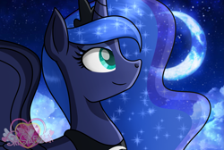 Size: 2095x1411 | Tagged: safe, artist:guruyunus17, derpibooru import, princess luna, alicorn, pony, g4, female, ibispaint x, mare, moon, night, solo, watermark