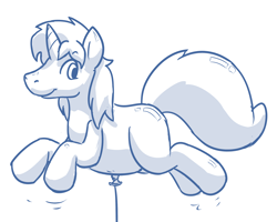 Size: 2500x2000 | Tagged: safe, artist:rawr, derpibooru import, oc, oc only, oc:calbeck, inflatable pony, unicorn, balloon, balloon pony, high res, inflatable, monochrome, simple background, solo, white background