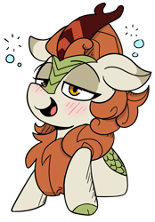 Size: 3576x5150 | Tagged: safe, artist:icey, derpibooru import, edit, autumn blaze, kirin, g4, blushing, bust, cute, drunk, drunk bubbles, ears, female, floppy ears, go home you're drunk, kirinbetes, lidded eyes, looking at you, mare, simple background, smiling, smiling at you, solo, sticker, transparent background