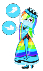 Size: 748x1228 | Tagged: safe, artist:chaosbane-greyknight, derpibooru import, rainbow dash, human, equestria girls, g4, aurora veil, beautiful, blushing, breasts, clothes, cute, dancing, dashabetes, dress, female, humanized, rainboob dash, rainbow dash always dresses in style, silk, solo, story included, veil