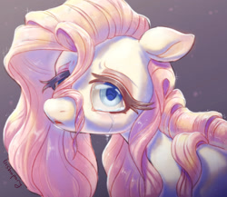 Size: 2300x2000 | Tagged: safe, artist:bishopony, derpibooru import, fluttershy, pegasus, pony, g4, bust, crying, ears, female, floppy ears, gradient background, high res, looking at you, mare, signature, solo