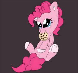 Size: 828x783 | Tagged: safe, artist:thebronypony123, derpibooru import, pinkie pie, earth pony, pony, g4, cookie, cute, female, food, simple background, solo