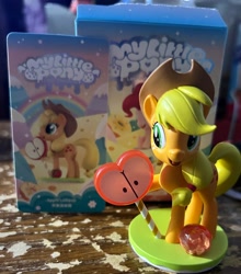 Size: 2780x3158 | Tagged: safe, derpibooru import, applejack, earth pony, pony, g4, apple lollipop, female, irl, leisure afternoon blind box, mare, photo, photography, pop mart, toy