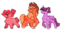 Size: 1085x557 | Tagged: safe, artist:hillhomed, derpibooru import, applejack, pinkie pie, twilight sparkle, twilight sparkle (alicorn), alicorn, earth pony, pony, g4, applejack's hat, clothes, cowboy hat, female, hat, mare, trio