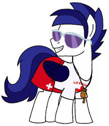 Size: 481x556 | Tagged: safe, artist:noi kincade, derpibooru import, oc, oc:aldrin, pegasus, pony, 2024 community collab, base used, clothes, derpibooru community collaboration, digital art, lifeguard, male, pegasus oc, shirt, shorts, simple background, solo, transparent background