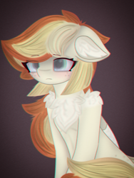 Size: 2286x3046 | Tagged: safe, artist:sodapop sprays, derpibooru import, oc, oc:sodapop sprays, pegasus, pony, chest fluff, ear fluff, ears, floppy ears, freckles, sad, shoulder fluff, solo