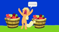 Size: 1080x601 | Tagged: safe, artist:hako33, derpibooru import, applejack, earth pony, pony, comic:applejack's apples, g4, apple, food, solo, yelling