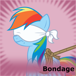 Size: 1024x1024 | Tagged: safe, artist:jp, derpibooru exclusive, derpibooru import, rainbow dash, pegasus, pony, daring done?, g4, .svg available, blindfold, bondage, bound wings, derpibooru, female, frown, mare, meta, official spoiler image, rainbond dash, rope, rope bondage, simple background, solo, spoilered image joke, svg, text, tied up, transparent background, vector, wings