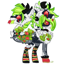 Size: 1176x1064 | Tagged: safe, artist:apieceofmii, derpibooru import, oc, oc only, oc:star snatcher, earth pony, pony, antlers, augmented, augmented tail, chest fluff, choker, closed species, clothes, coat markings, colored sclera, ear piercing, earring, female, freckles, gloves, horns, jewelry, mare, parasite, paraspone, piercing, plant, ripped stockings, simple background, socks, solo, stockings, striped socks, tail, thigh highs, tongue, tongue out, torn clothes, torn socks, transparent background, venus flytrap, wyrm