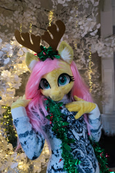 Size: 800x1200 | Tagged: safe, artist:essorille, derpibooru import, fluttershy, anthro, human, g4, clothes, costume, fursuit, irl, irl human, photo, solo, sweater