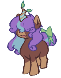 Size: 638x813 | Tagged: safe, artist:jade monsuta, derpibooru import, oc, oc:mellow meadow, unicorn, 2024 community collab, artificial horn, bow, coat markings, curly hair, derpibooru community collaboration, facial markings, female, hair over eyes, highlights, horn, mealy mouth (coat marking), missing cutie mark, open mouth, open smile, simple background, smiling, socks (coat marking), solo, tail, tail bow, tail bun, three quarter view, transparent background, unicorn oc