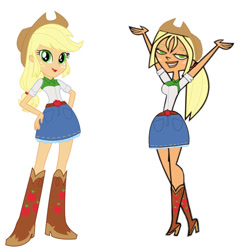 Size: 749x784 | Tagged: safe, artist:buttercuparts, derpibooru import, applejack, equestria girls, g4, belt, boots, clothes, cowboy boots, cowboy hat, cowgirl, hat, high heel boots, shirt, shoes, simple background, skirt, solo, stetson, white background