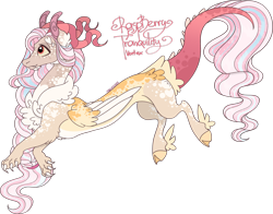 Size: 1920x1508 | Tagged: safe, artist:mrufka69, derpibooru import, oc, oc only, draconequus, hybrid, cloven hooves, interspecies offspring, offspring, parent:discord, parent:fluttershy, parents:discoshy, simple background, solo, transparent background