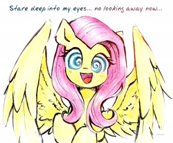 Size: 2286x1890 | Tagged: safe, artist:liaaqila, derpibooru import, fluttershy, pegasus, pony, g4, cute, hypnosis, swirly eyes