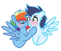 Size: 367x308 | Tagged: safe, artist:pencilstroke18, rainbow dash, soarin', pegasus, pony, female, male, mare, shipping, simple background, soarindash, stallion, straight, transparent background