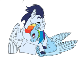 Size: 544x412 | Tagged: safe, artist:bijutsuyoukai, rainbow dash, soarin', pegasus, pony, female, male, mare, shipping, simple background, soarindash, stallion, straight, transparent background