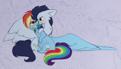 Size: 1452x833 | Tagged: safe, artist:little-sketches, rainbow dash, soarin', pegasus, pony, female, male, mare, preggo dash, pregnant, shipping, soarindash, stallion, straight