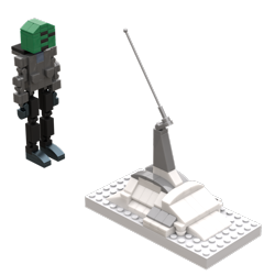 Size: 1200x1200 | Tagged: safe, artist:otl crafts, derpibooru import, oc, oc:anon, human, lego, parka, render, simple background, snow, solo, spaceship, the thing, transparent background