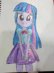 Size: 3000x4000 | Tagged: safe, artist:melodiousthunder2005, derpibooru import, twilight sparkle, human, equestria girls, g4, 2021, drawing, humanized, looking at you, smiling, smiling at you, solo, traditional art