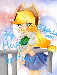 Size: 686x900 | Tagged: safe, artist:applejack_yokai, derpibooru import, applejack, equestria girls, g4