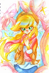 Size: 607x900 | Tagged: safe, artist:applejack_yokai, derpibooru import, applejack, equestria girls, g4