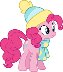 Size: 8426x9649 | Tagged: safe, artist:starryshineviolet, derpibooru import, pinkie pie, earth pony, pony, best gift ever, g4, absurd resolution, beanie, clothes, female, frown, hat, mare, scarf, simple background, solo, transparent background, vector, winter outfit