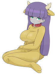 Size: 1774x2404 | Tagged: safe, alternate version, artist:batipin, derpibooru import, part of a set, maud pie, human, equestria girls, g4, animal costume, breasts, clothes, costume, footed sleeper, looking at you, maud pies, pajamas, simple background, transparent background