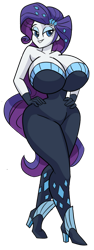 Size: 1068x2845 | Tagged: safe, artist:art-2u, derpibooru import, rarity, human, better together, equestria girls, g4, the other side, big breasts, breasts, cleavage, clothes, curvy, female, gloves, hand on hip, high heels, hourglass figure, huge breasts, raritits, shoes, simple background, solo, transparent background, unitard