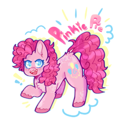 Size: 827x827 | Tagged: safe, artist:violetrambles, derpibooru import, pinkie pie, earth pony, pony, g4, coat markings, colored hooves, eyelashes, female, mare, open mouth, open smile, simple background, smiling, solo, transparent background